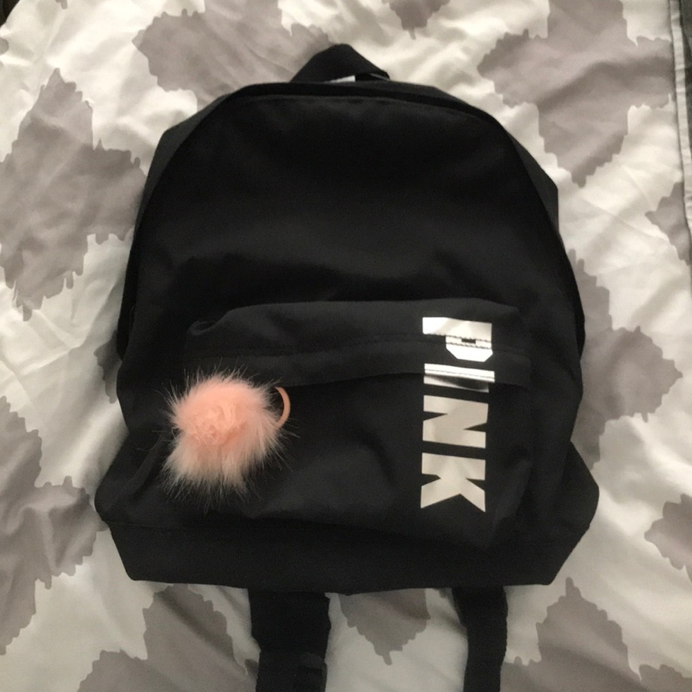Pink Victoria Secret black mini backpack